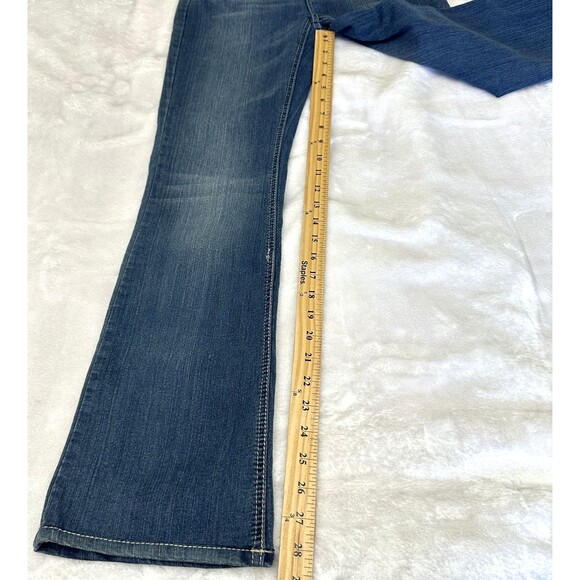 Cache Bootcut Jeans Women’s Blue Denim Stretch Rhinestones Embroidered Sz 2 - Picture 14 of 16